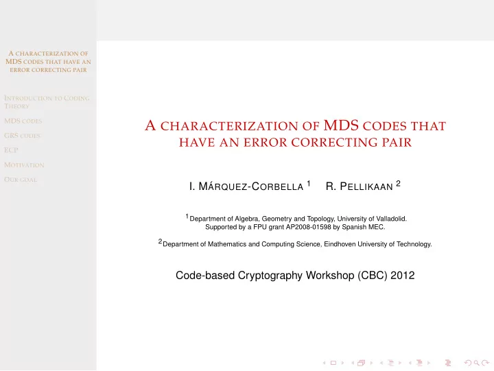 g eneralized r eed s olomon codes grs codes