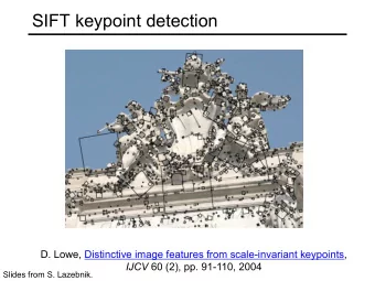 SIFT keypoint detection  D. Lowe, Distinctive image features from scale-invariant keypoints, IJCV