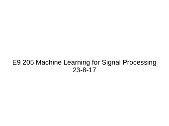 E9 205 Machine Learning for Signal Processing  23-8-17  Outline  Basics for Image Processing
