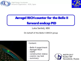 A  erogel RICH counter for the Belle II  forward endcap PID  Luka Santelj, KEK  On behalf of the