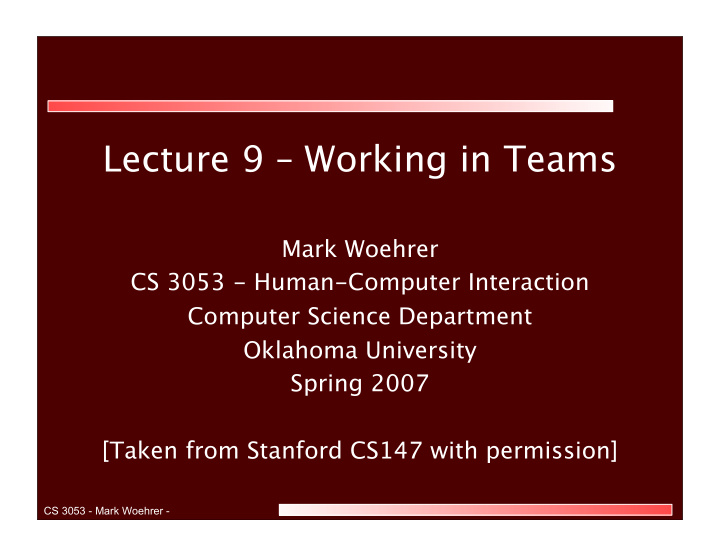 lecture 9 working in teams
