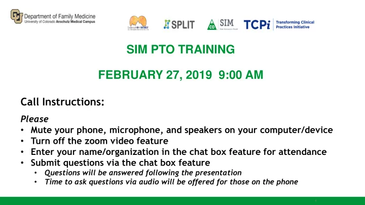 sim pto training february 27 2019 9 00 am