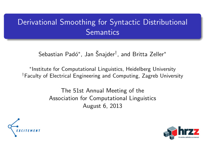 derivational smoothing for syntactic distributional