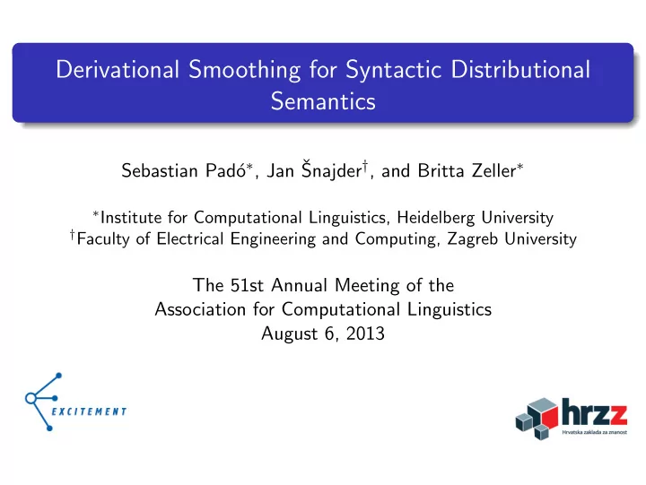 derivational smoothing for syntactic distributional