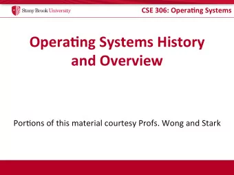 Opera.ng Systems History  and Overview  Por%ons of this material courtesy Profs. Wong and Stark