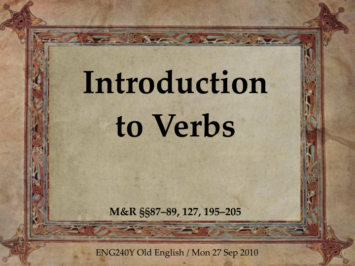 introduction to verbs