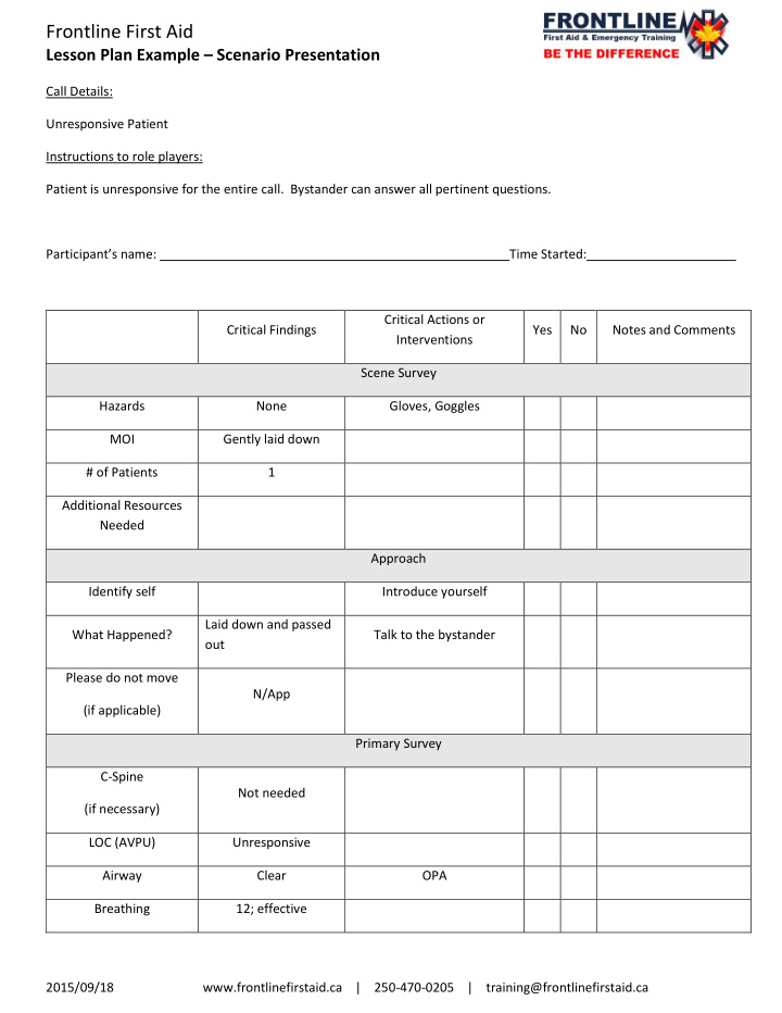 frontline first aid