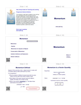 Momentum  permission of the owners. NJCTL maintains its  website for the convenience of teachers