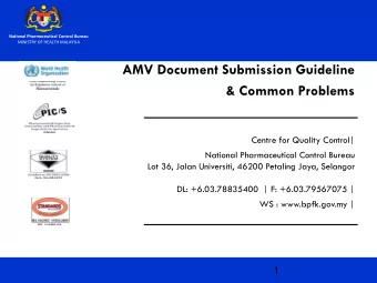 AMV Document Submission Guideline  &amp; Common Problems  Centre for Quality Control|  National