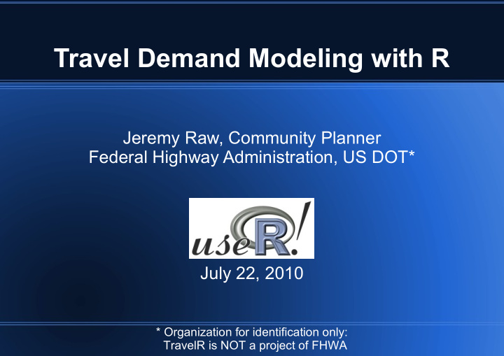 travel demand modeling with r