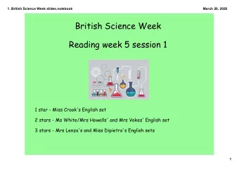 British Science Week  Reading week 5 session 1  1 star - Miss Crook's English set  2 stars - Ms