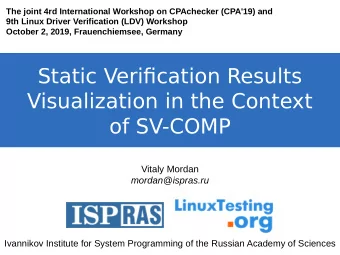 Static Verifjcation Results  Visualization in the Context  of SV-COMP  Vitaly Mordan