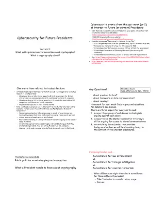 Cybersecurity for Future Presidents  USENIX Enigma Conference website: