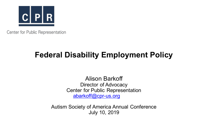 federal disability employment policy