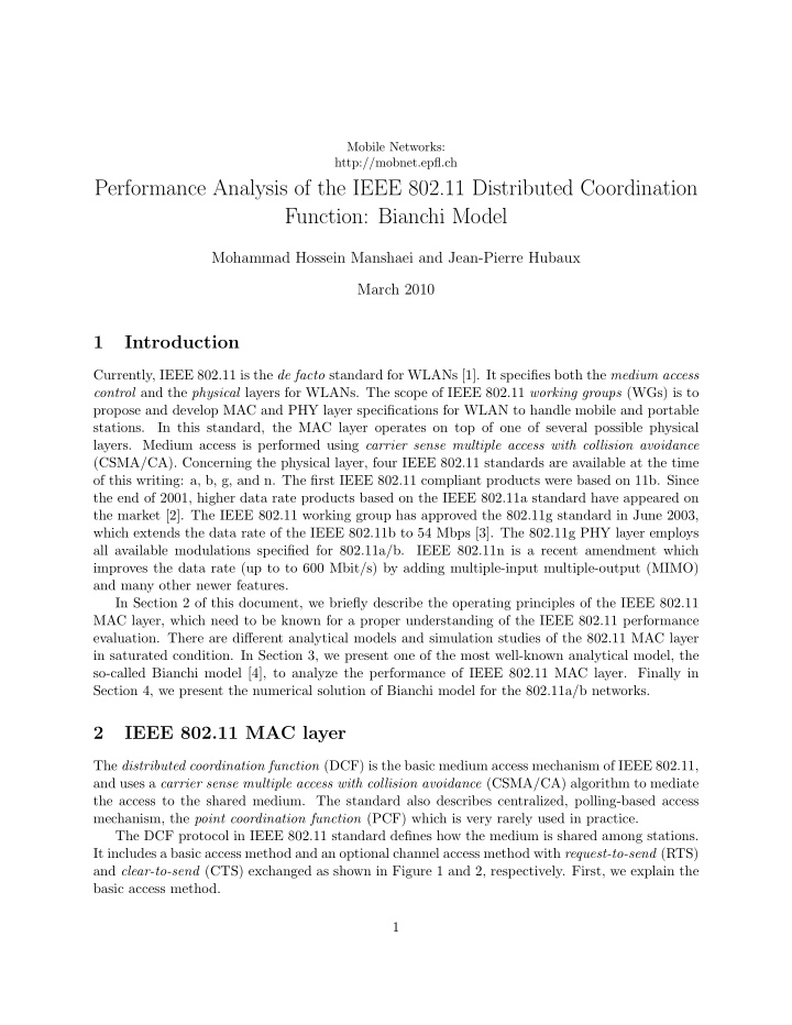 performance analysis of the ieee 802 11 distributed