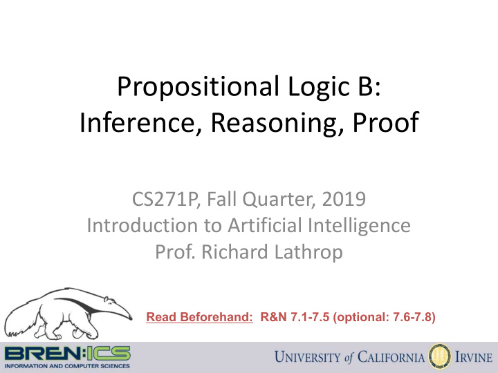 propositional logic b inference reasoning proof