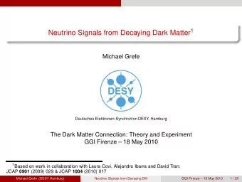 Outline  Motivation  1  Decaying Gravitino Dark Matter  2  Neutrino Detection  3  Neutrino