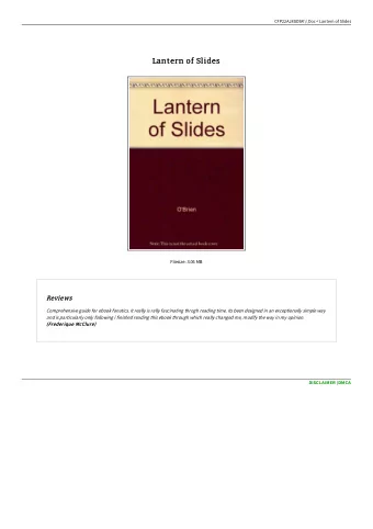 Lantern of Slides  Lantern of Slides  Filesize: 3.06 MB  Reviews  Reviews  Comprehensive guide for