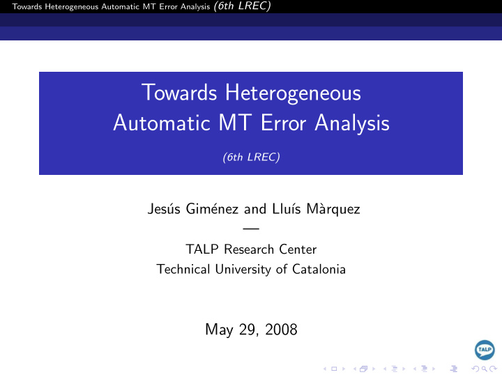 towards heterogeneous automatic mt error analysis