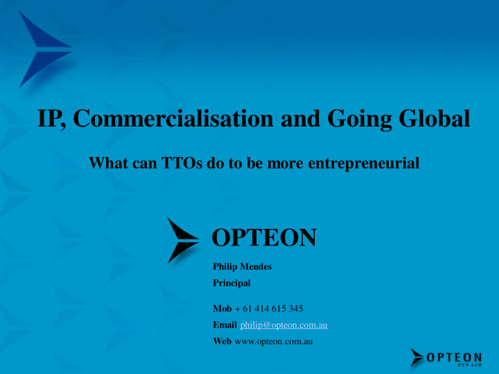 ip commercialisation and going global