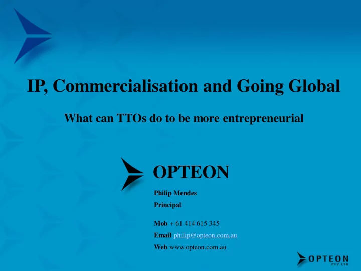 ip commercialisation and going global
