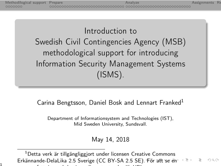 introduction to swedish civil contingencies agency msb