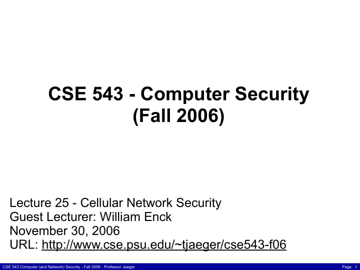cse 543 computer security fall 2006