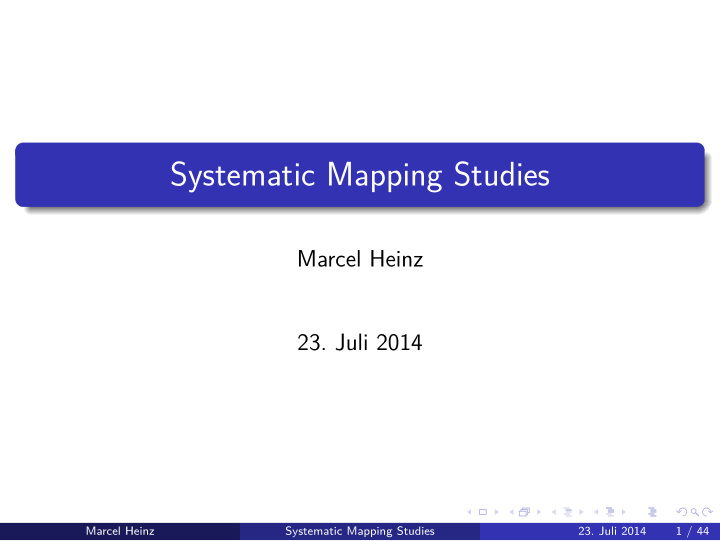 systematic mapping studies