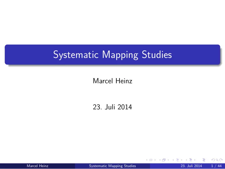 systematic mapping studies