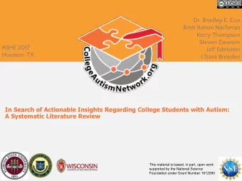 Dr. Bradley E. Cox  Brett Ranon Nachman  Kerry Thompson  Steven Dawson  ASHE 2017  Jeff Edelstein