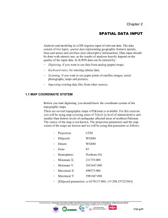 Chapter 2  SPATIAL DATA INPUT  SPATIAL DATA INPUT  Analysis and modeling in a GIS requires input of