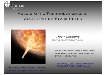 Holographic Thermodynamics of  Accelerating Black Holes  Ruth Gregory  Centre for Particle Theory