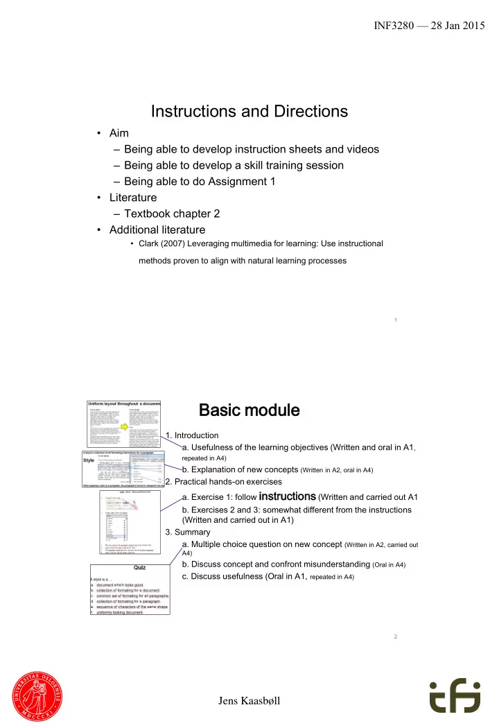 instructions and directions