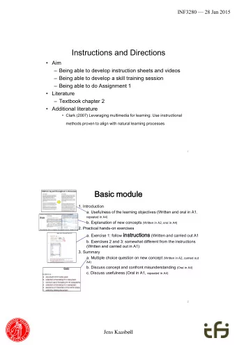 Instructions and Directions  Aim  Being able to develop instruction sheets and videos
