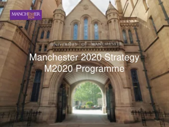 Manchester 2020 Strategy  M2020 Programme  M2020 Programme  Programme Objectives:  Realising our