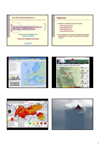 Objectives  Avalanche Warning Center websites  www.avalanches.org  Geo-Communicating