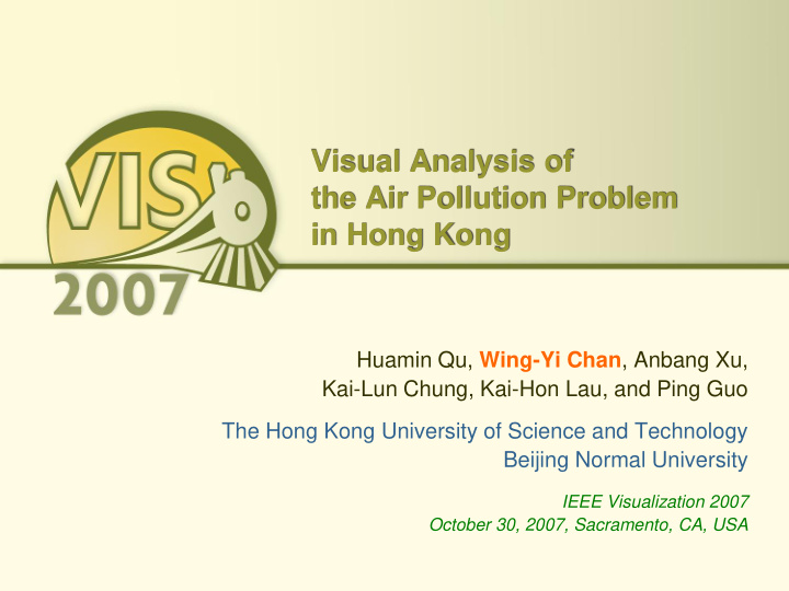 visual analysis of the air pollution problem in hong kong