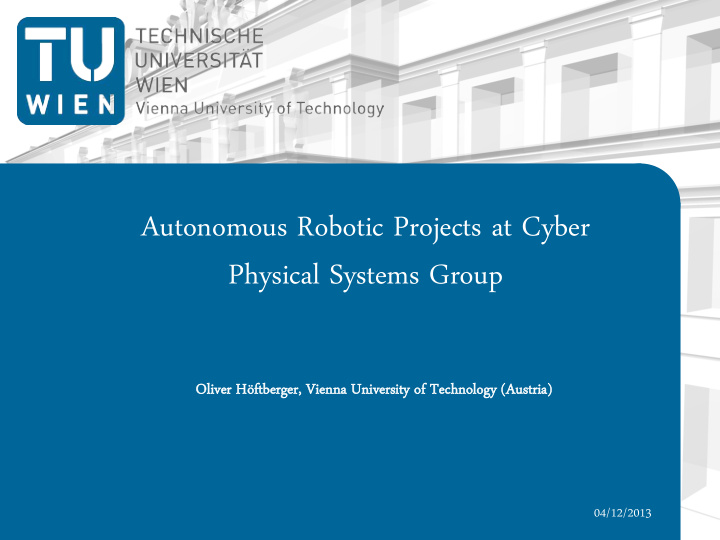 autonomous robotic projects at cyber physical systems