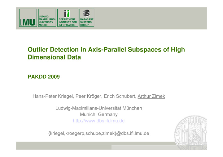 outlier detection in axis parallel subspaces of high