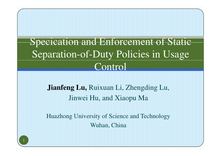 specication and enforcement of static specication and