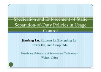 Specication and Enforcement of Static  Specication and Enforcement of Static  Separation-of-Duty