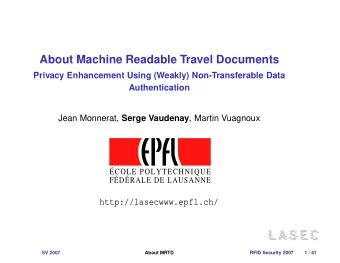About Machine Readable Travel Documents  Privacy Enhancement Using (Weakly) Non-Transferable Data