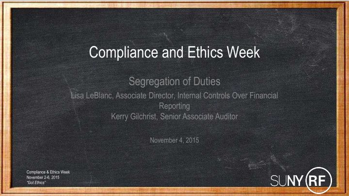 compliance and ethics week