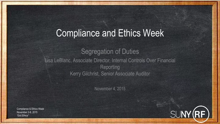 compliance and ethics week