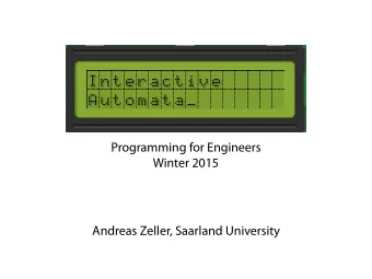 n t e r a c t i v e  H  A u t o m a t a _ Programming for Engineers   Winter 2015  Andreas
