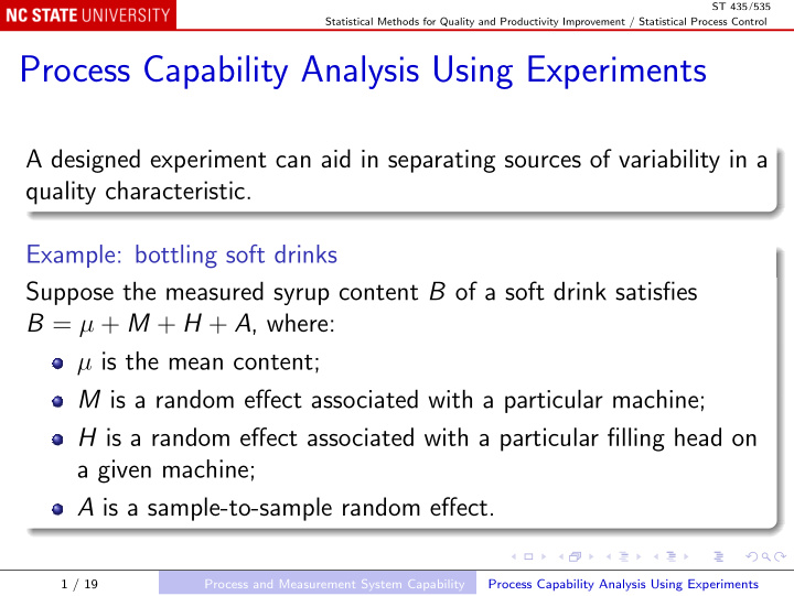 process capability analysis using experiments