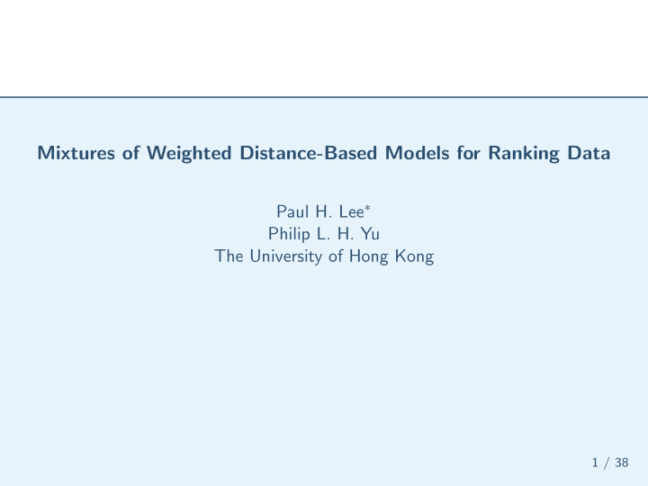 mixtures of weighted distance based models for ranking