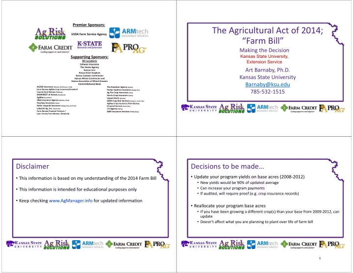 the agricultural act of 2014