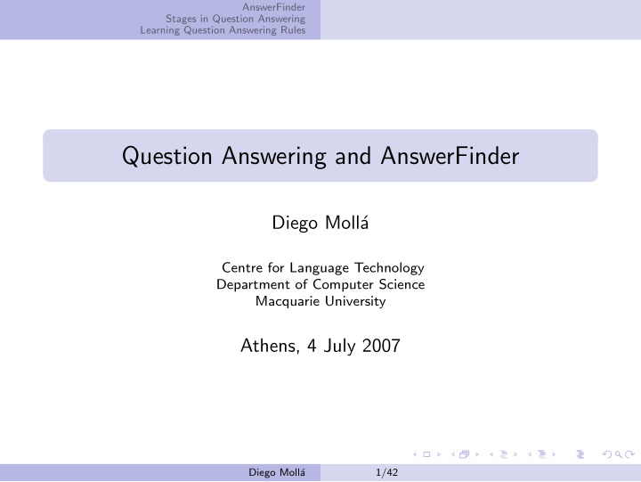 question answering and answerfinder
