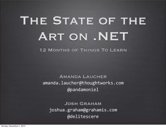 The State of the  Art on .NET  12 Months of Things To Learn  Amanda Laucher
